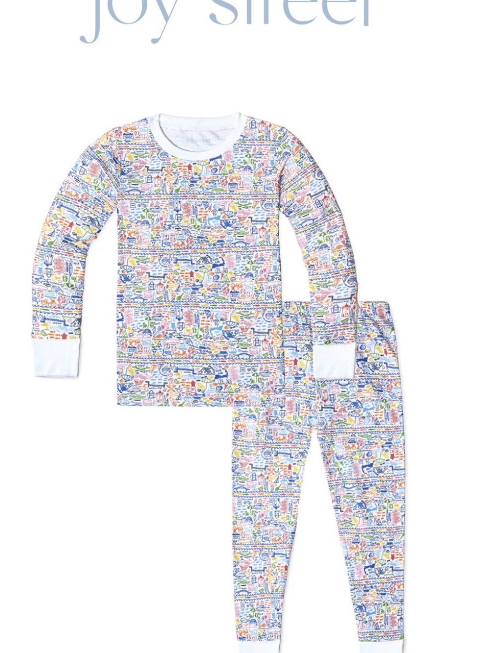 NWT Joy Street Kids White Multi-Color Cape Cod “Monomoy Multi Print” Pajama Set